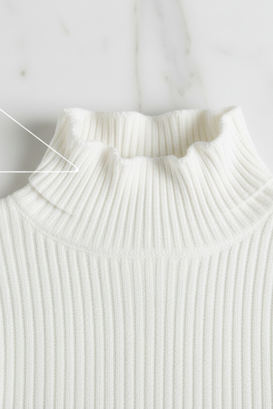 سويتر أبيض مبطن - تفاصيل الياقة والفرو