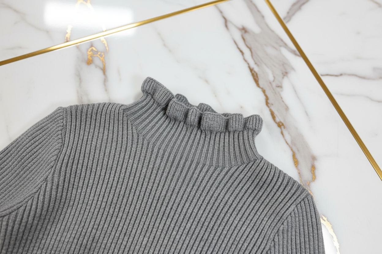 سويتر رمادي - تفاصيل الياقة