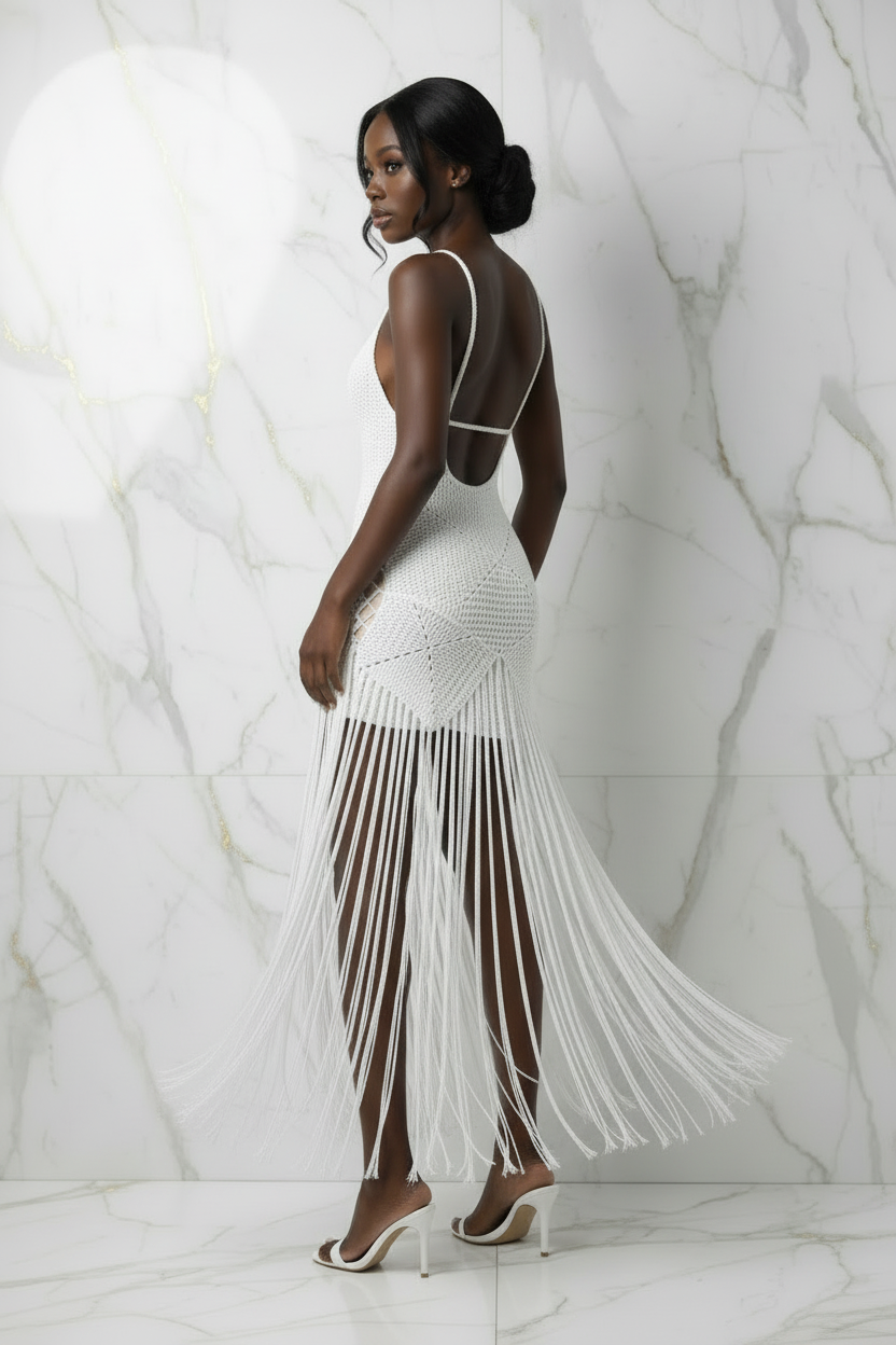 فستان كروشيه - زاوية خلفية