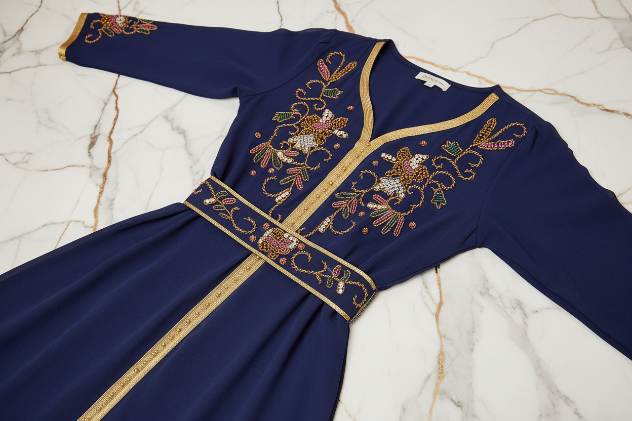 تفاصيل تطريز الطاووس والزهور