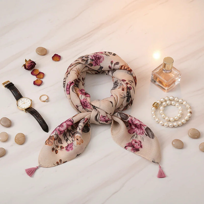 الشال مربوط بعقدة أنيقة