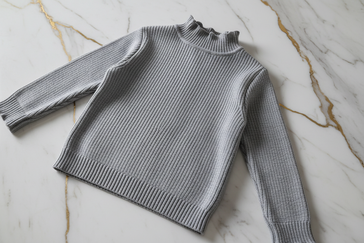 سويتر رمادي مبطن بفرو رمادي - تفاصيل النسيج