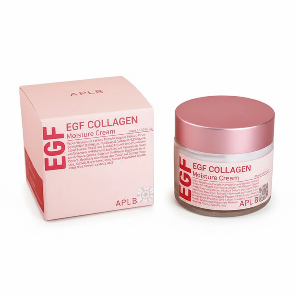 كريم الكولاجين مع العلبة على خلفية بيضاء