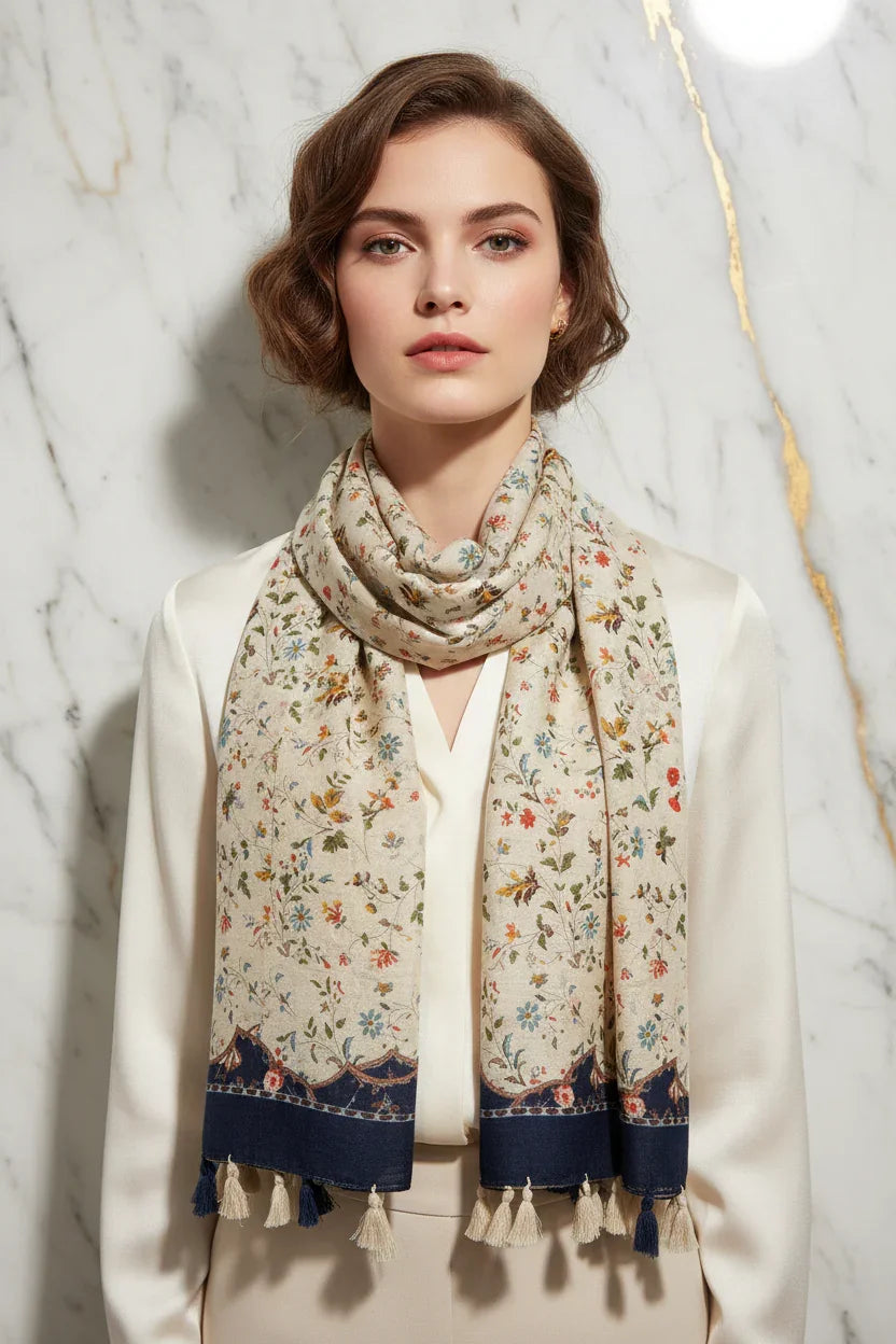 الشال منسدل بشكل فضفاض