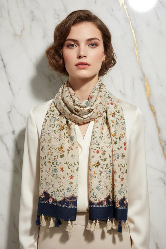 الشال منسدل بشكل فضفاض