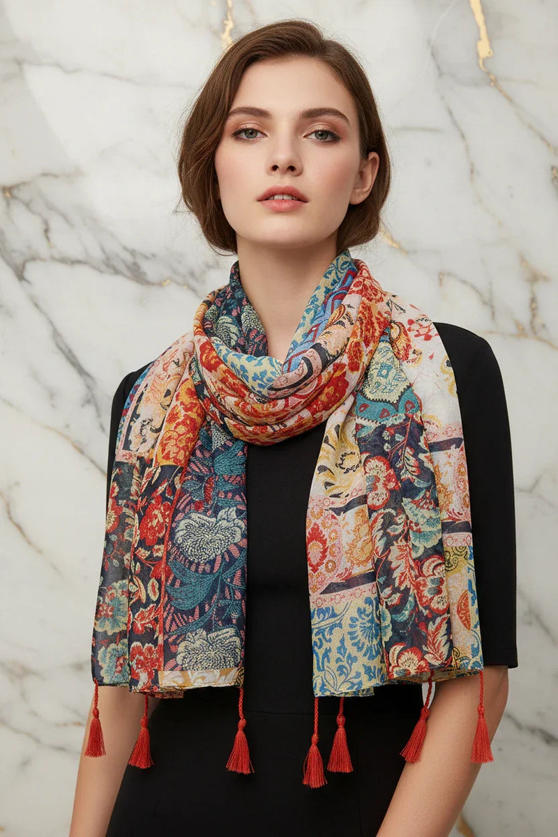 تصوير قريب للوشاح حول الرقبة