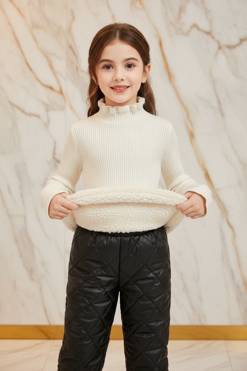 سويتر أبيض فروي - إظهار الفرو الداخلي