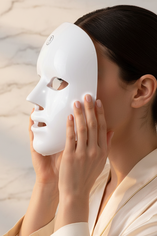 امرأة تضع القناع على وجهها - لقطة جانبية