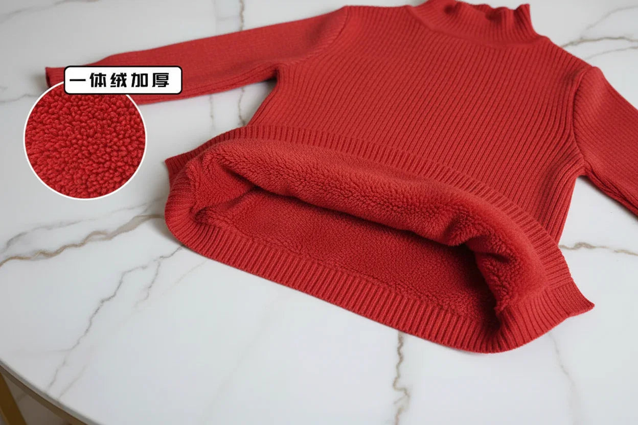 سويتر أحمر مبطن - مطوي مع البطانة