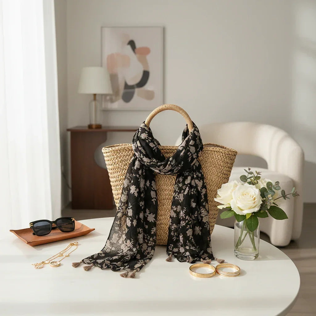 وشاح ملفوف على حقيبة