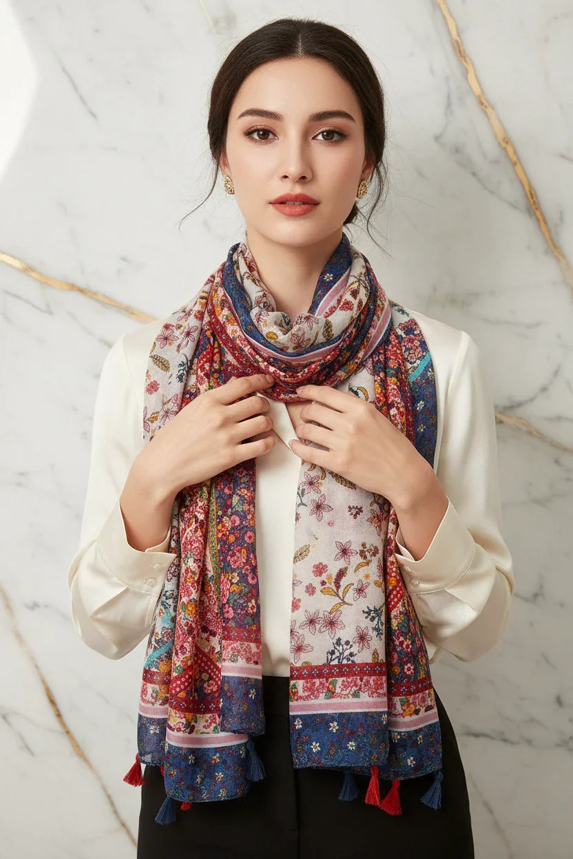 الشال منسدل بشكل فضفاض