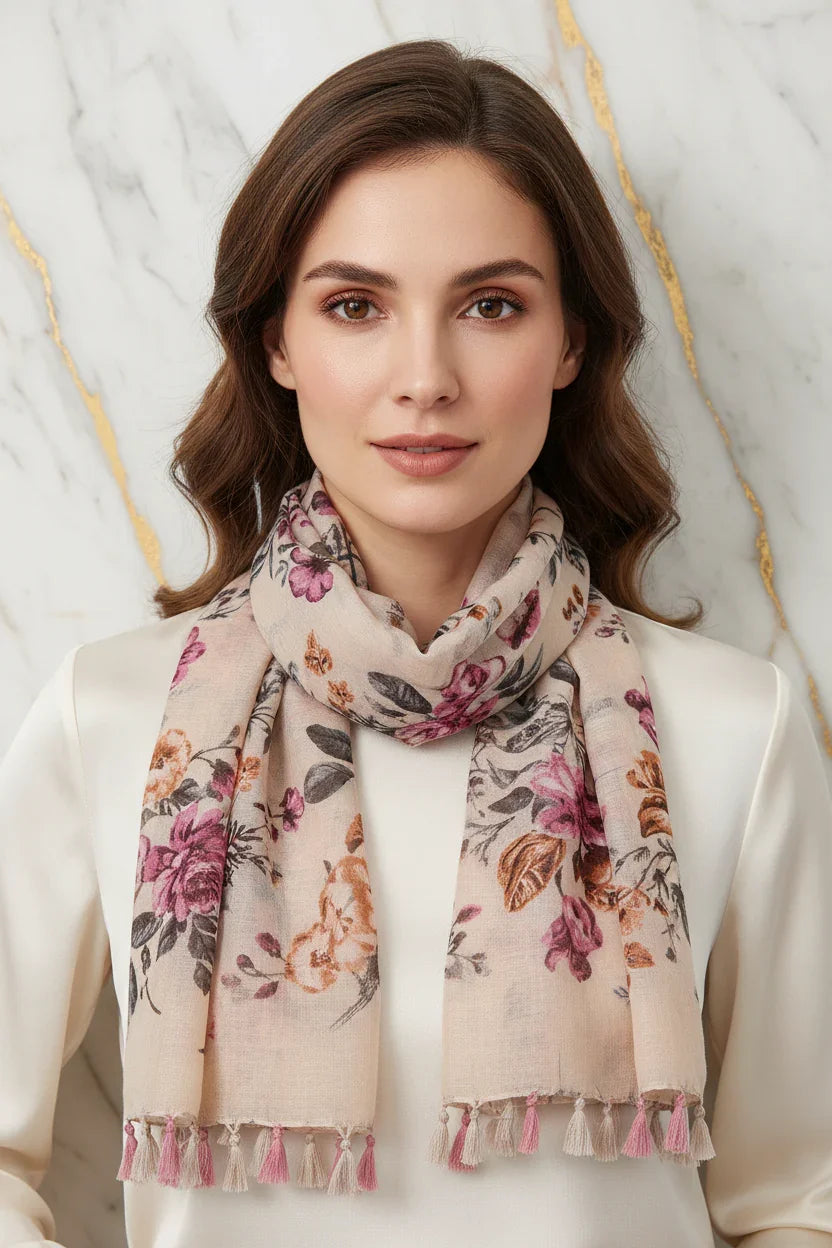 الشال مربوط حول العنق بأناقة