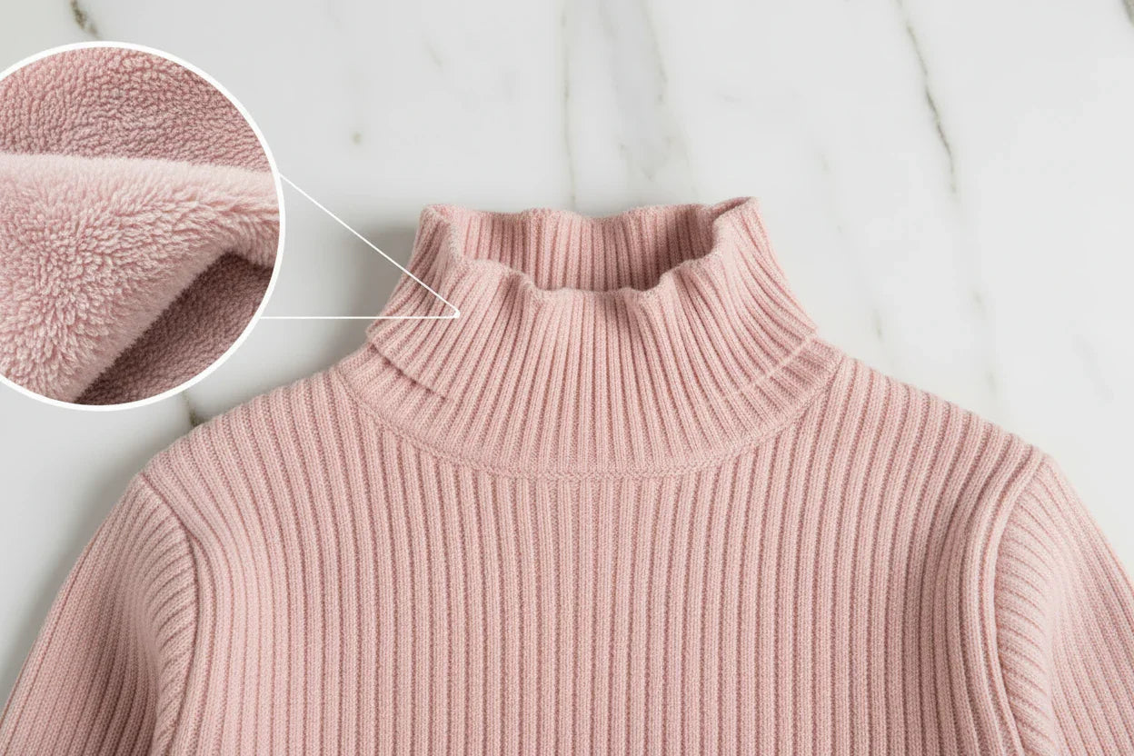 سويتر وردي مبطن - تفاصيل الياقة والفرو