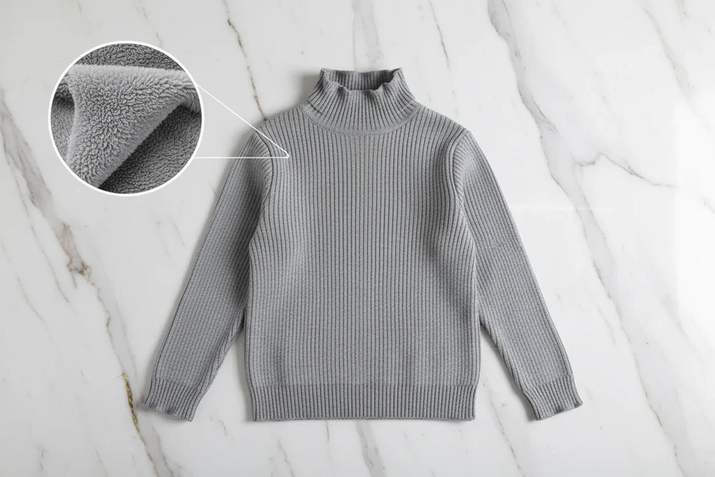 سويتر رمادي مبطن بفرو رمادي - منظر أمامي