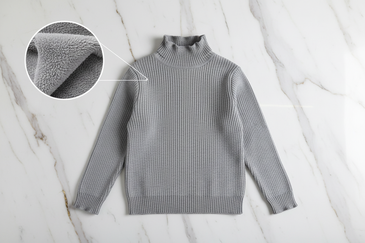 سويتر رمادي مبطن بفرو رمادي - منظر أمامي