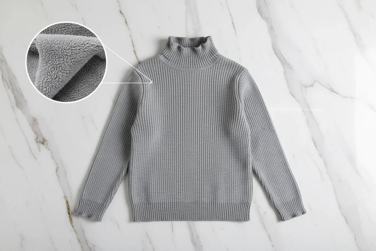سويتر رمادي مبطن بفرو رمادي - منظر أمامي