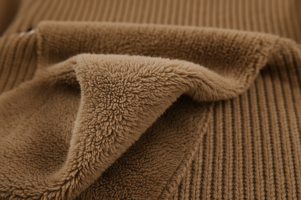 سويتر لون القهوة مبطن - تفاصيل الفرو