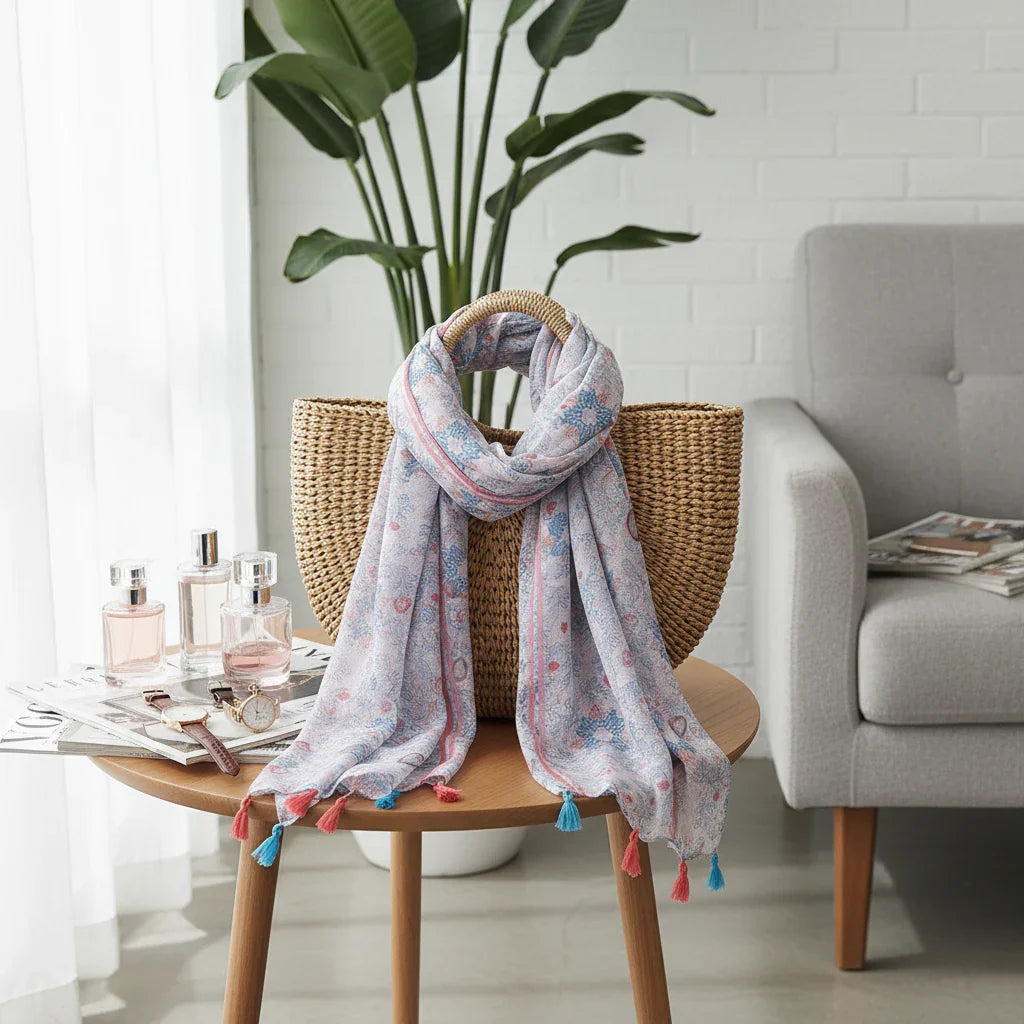 وشاح منسدل على حقيبة