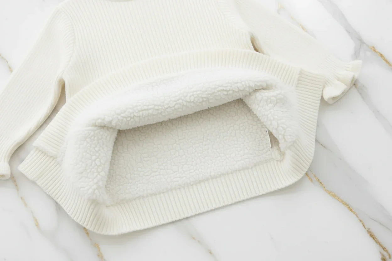 سويتر أبيض مبطن - البطانة الفروية