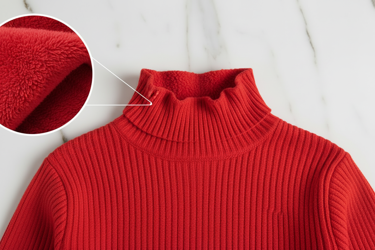 سويتر أحمر مبطن - تفاصيل الياقة والفرو
