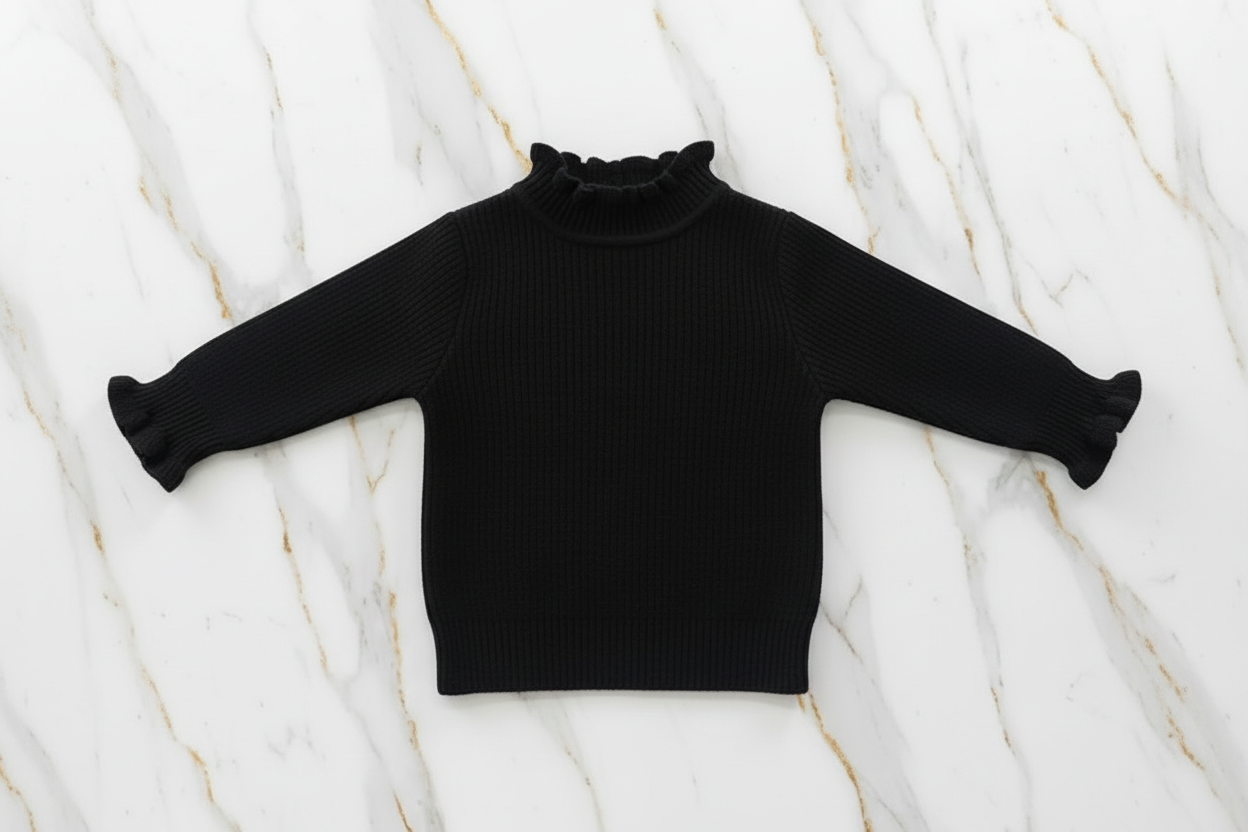 سويتر أسود مبطن - منظر أمامي