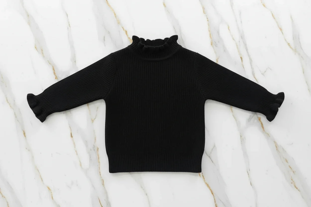 سويتر أسود مبطن - منظر أمامي