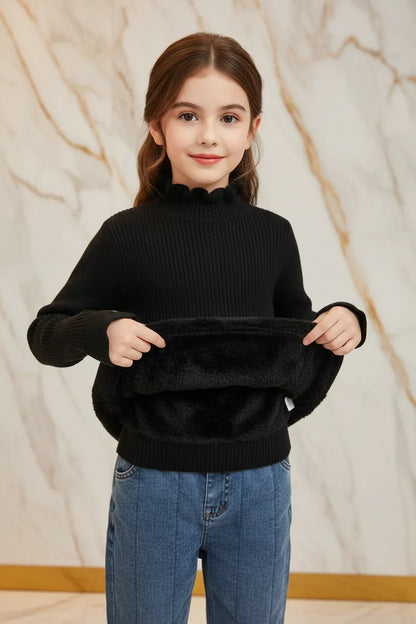 سويتر أسود مبطن - إظهار الفرو الأسود