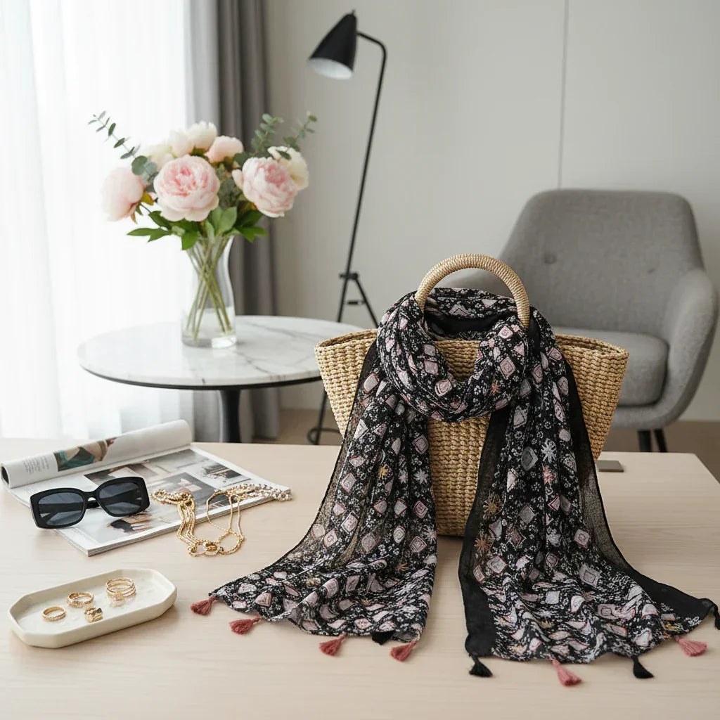 وشاح ملفوف على حقيبة