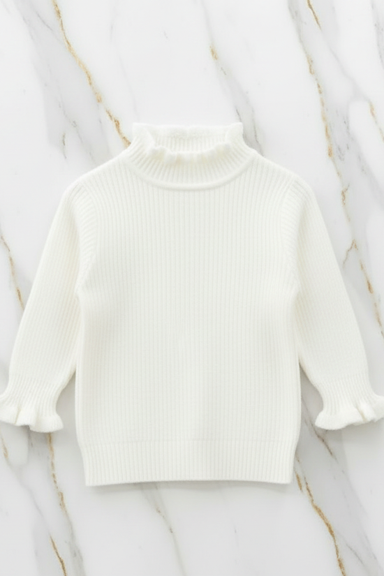 سويتر أبيض مبطن - منظر أمامي