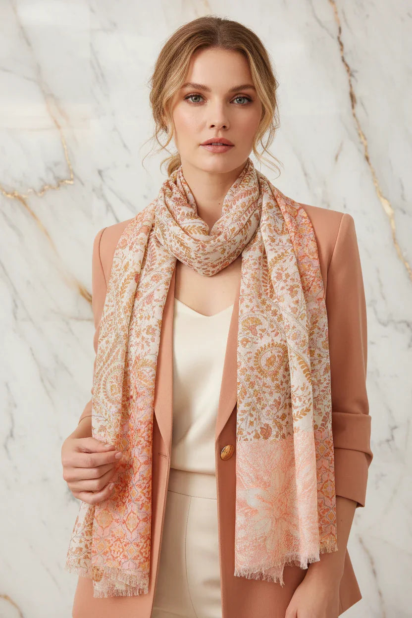 الشال منسدل بشكل فضفاض