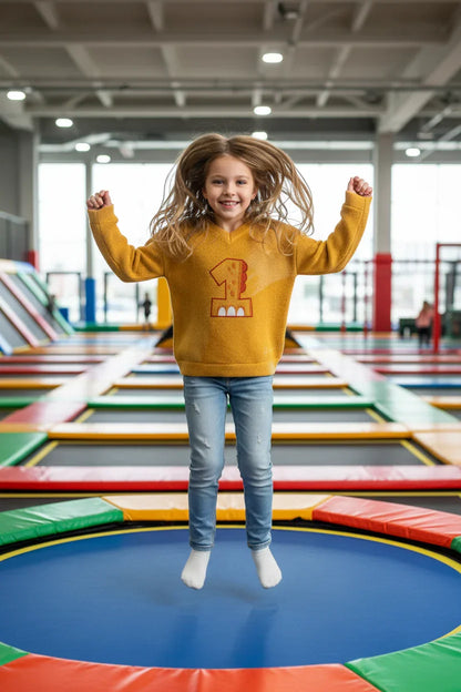 طفلة تقفز على الترامبولين