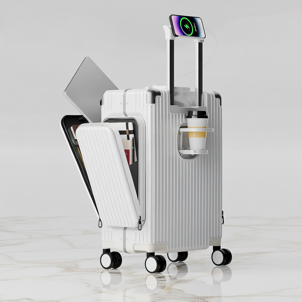 الحقيبة البيضاء على خلفية رخامية