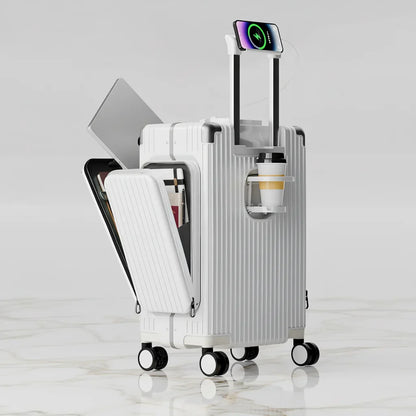 الحقيبة البيضاء على خلفية رخامية