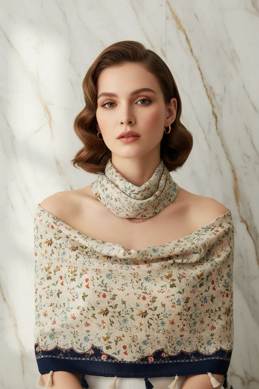 الشال مُلقى على الأكتاف