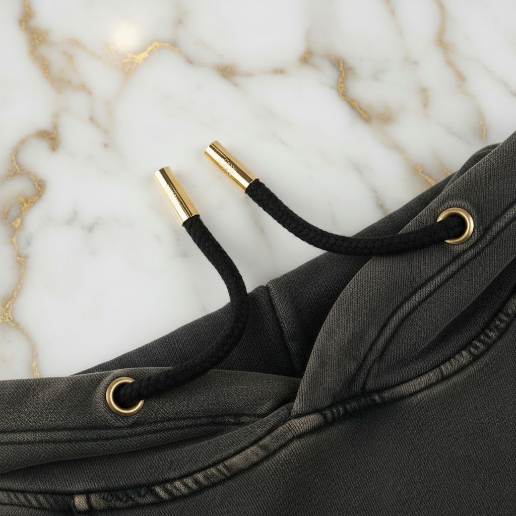 رباط أسود مع معدن ذهبي