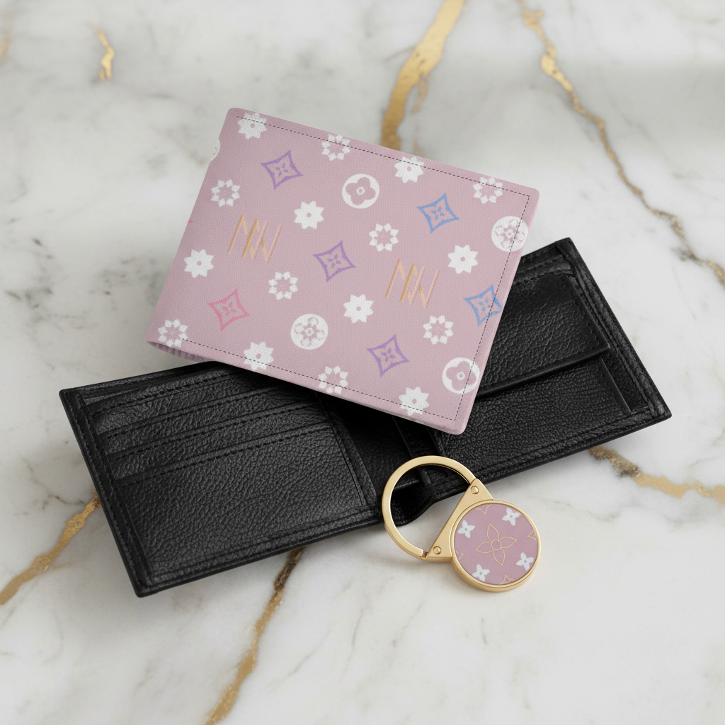 محفظة وردية - مفتوحة بزاوية