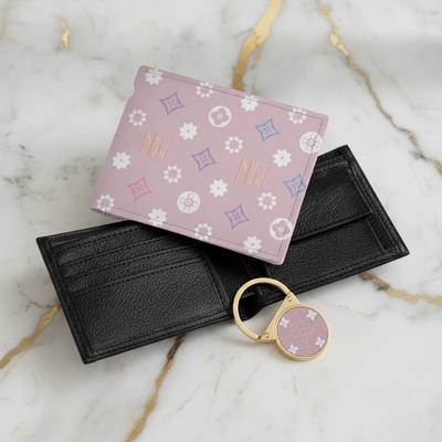 محفظة وردية - مفتوحة بزاوية