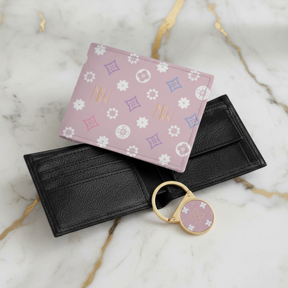 محفظة وردية - مفتوحة بزاوية