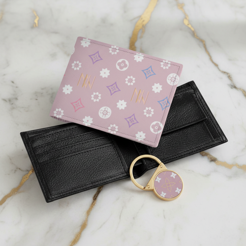 محفظة وردية - مفتوحة بزاوية