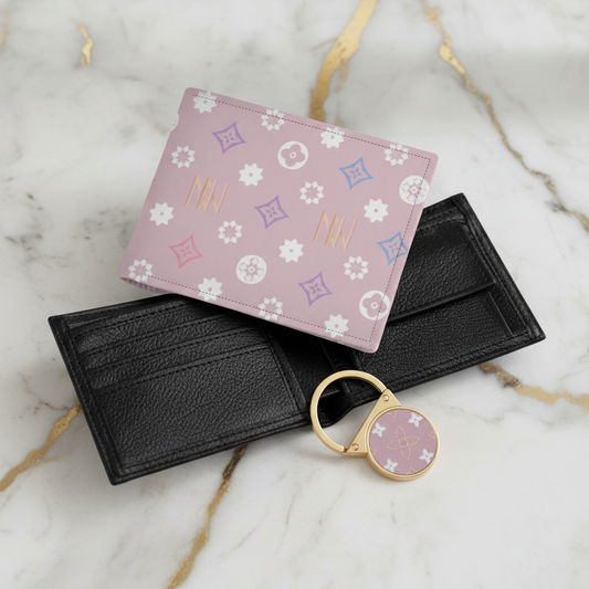 محفظة وردية - مفتوحة بزاوية