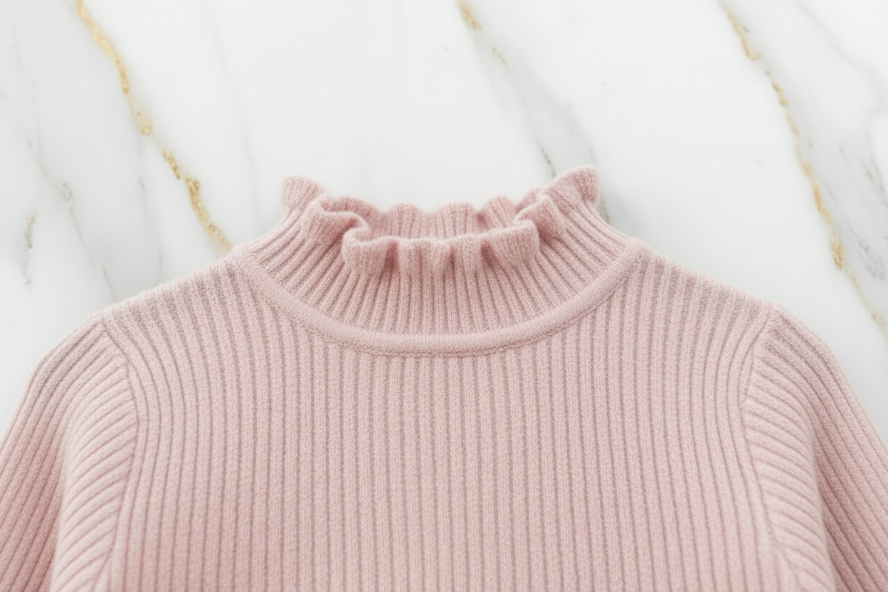 سويتر وردي مبطن - تفاصيل الياقة