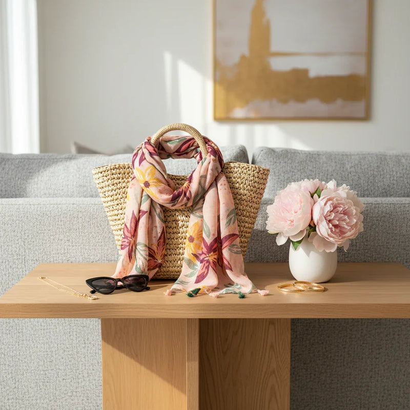 وشاح ملفوف على حقيبة