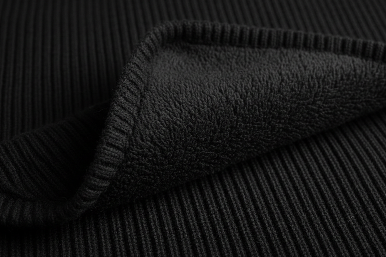 سويتر أسود مبطن - تفاصيل الفرو الأسود