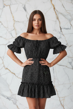 فستان أسود منقط - أمامي