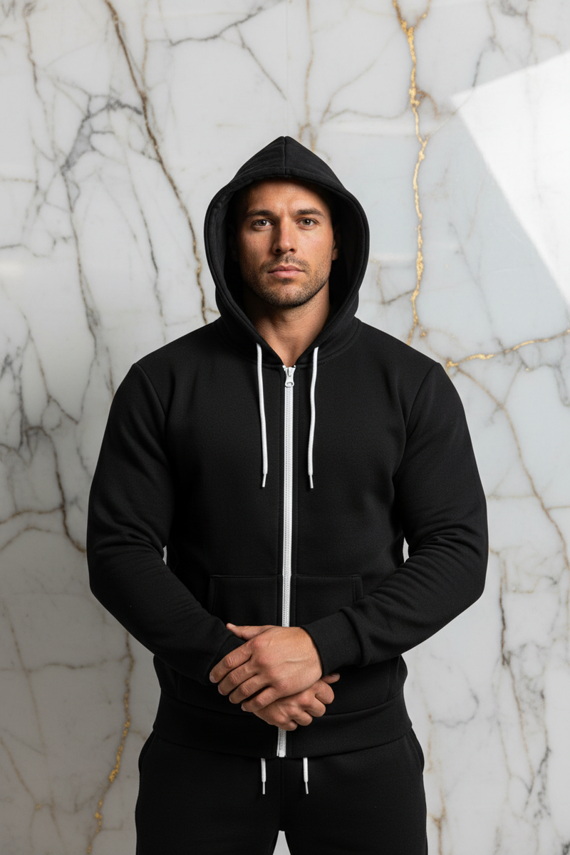 هودي رجالي أمامي - خلفية رخامية