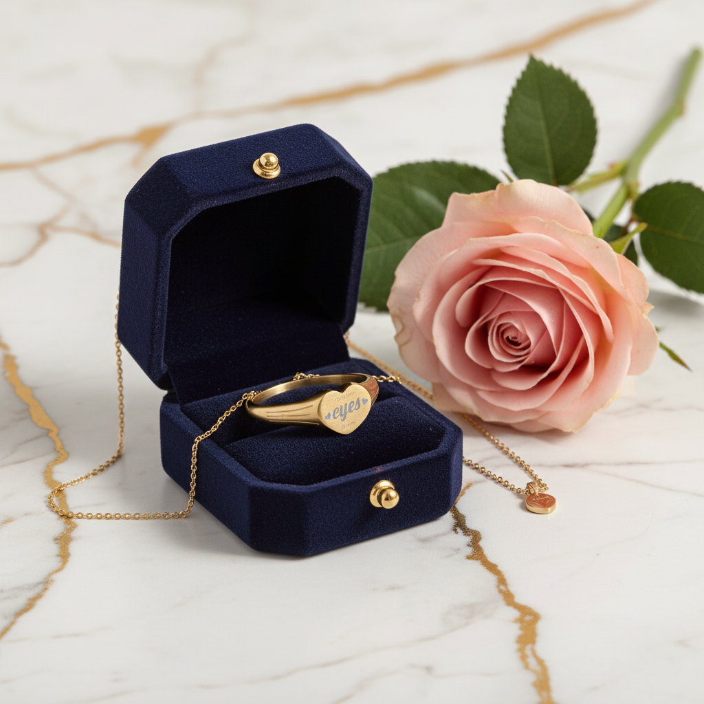 لقطة قريبة للخاتم في علبته