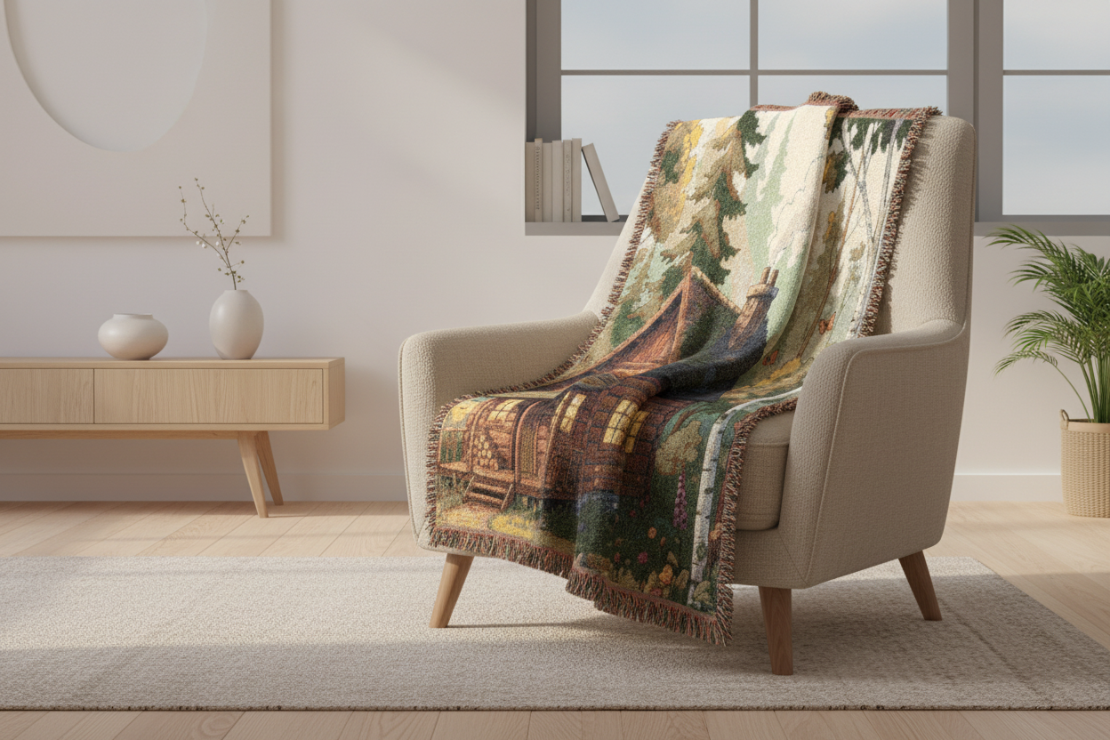 البطانية مطوية على كرسي