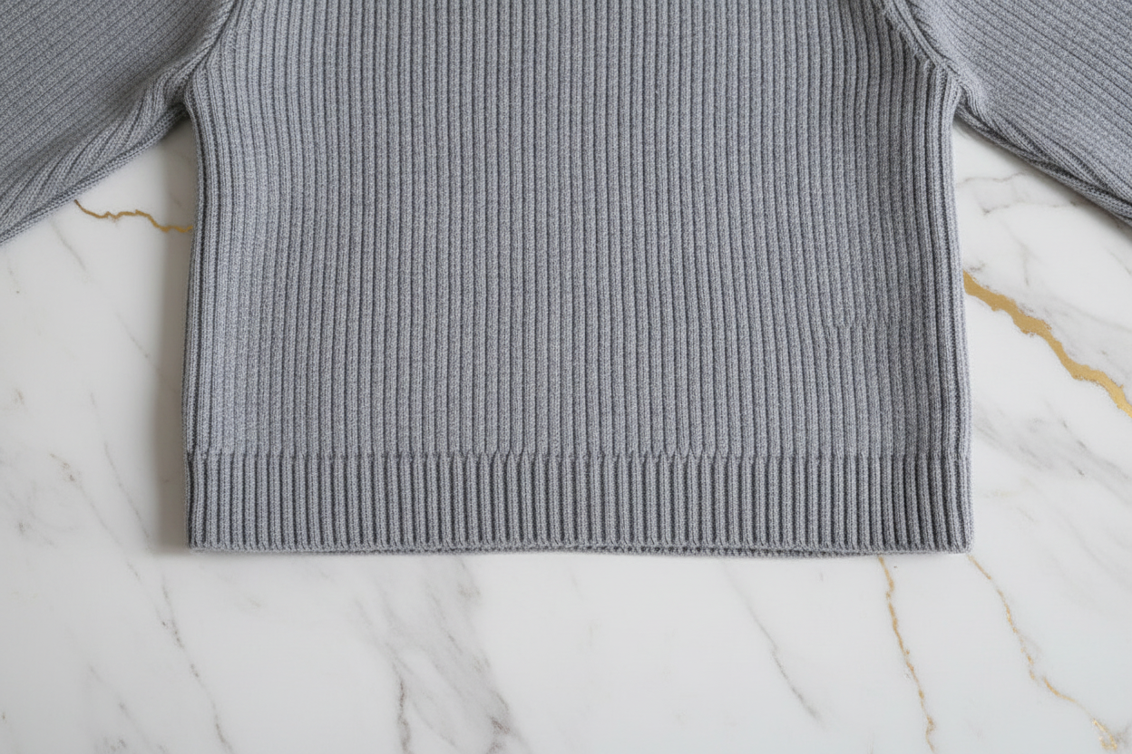سويتر رمادي مبطن - تفاصيل النسيج