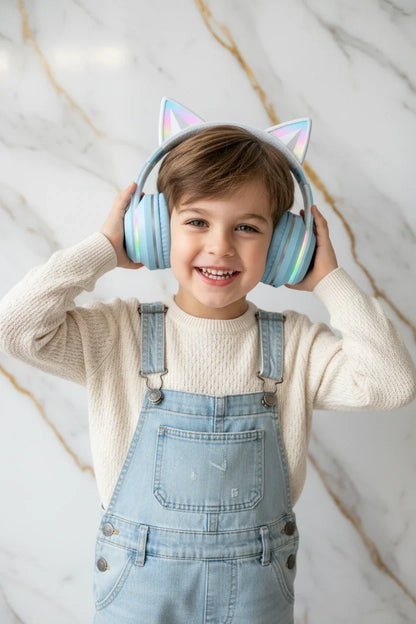 طفل يرتدي السماعة