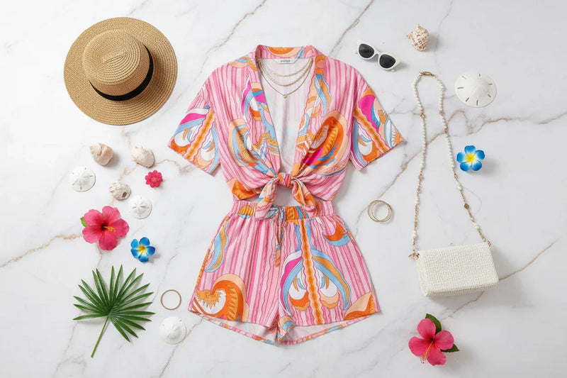 طقم صيفي أنيق مع إكسسوارات راقية